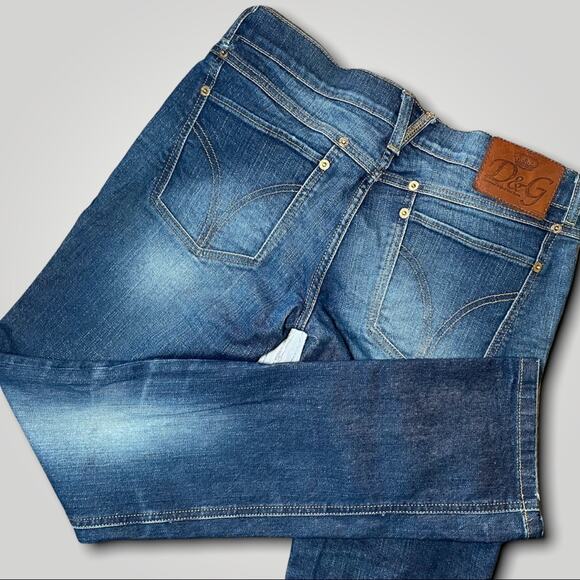 DOLCE GABBANA DESIGNER Y2K LOW RISE STRAIGHT GIRLY JEANS MEDIUM BLUE SIZE 28 - Picture 4 of 8
